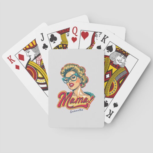 Persoonlijke Retro Mama Pop Art 2 Pokerkaarten (Achterkant)