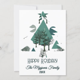 Persoonlijke Retro Minimalistische Bomen en Vormen Feestdagenkaart