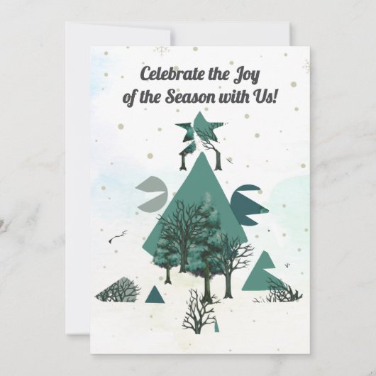 Persoonlijke Retro Minimalistische Bomen en Vormen Kaart (Achterkant)