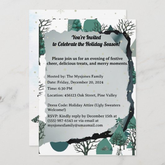 Persoonlijke Retro Minimalistische Bomen en Vormen Kaart (Voorkant / Achterkant)