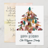 Persoonlijke Retro Minimalistische Kleuren Bomen Feestdagenkaart (Voorkant / Achterkant)