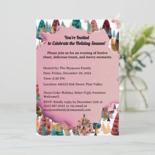 Persoonlijke Retro Minimalistische Kleuren Bomen Kaart (Staand voorkant)