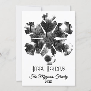 Persoonlijke Retro Minimalistische Zwarte Kerstbom Feestdagenkaart