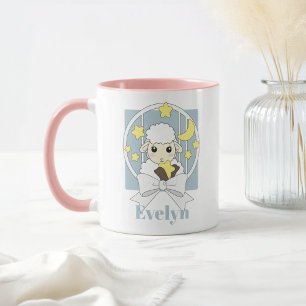 Persoonlijke Retro Pastelblauwe Cute Cartoon Lam Mok