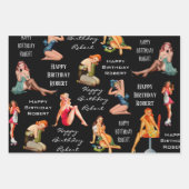Persoonlijke Retro Pin-Up-meisjes Inpakpapier Vel (Voorkant 3)