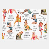 Persoonlijke Retro Pin-Up-meisjes Inpakpapier Vel (Voorkant)