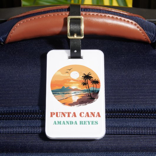 Persoonlijke Retro Punta Cana Bagagelabel (Voorkant Insitu 2)