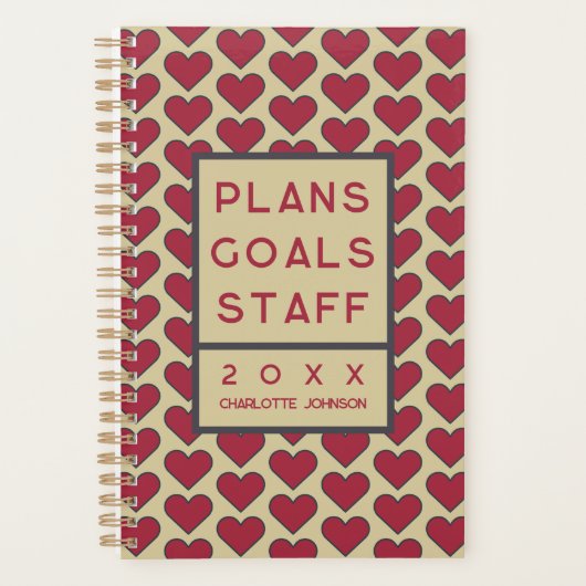 Persoonlijke Retro Rode Hart Patroon Planner (Voorkant)