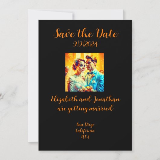 Persoonlijke Retro Save the Date Trouwkaart (Voorkant)