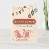 Persoonlijke Retro slee Kerstmis Feestdagen Kaart (Voorkant)