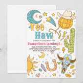 Persoonlijke Retro Space Yee Haw Cowgirl Verjaarda Kaart (Voorkant / Achterkant)