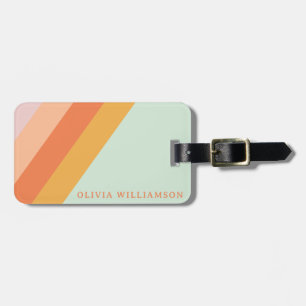 Persoonlijke Retro Strepen Mint Perzik Pastel Bagagelabel