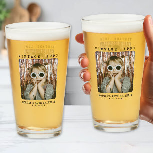 Persoonlijke Retro Vintage Foto Verjaardag Glas