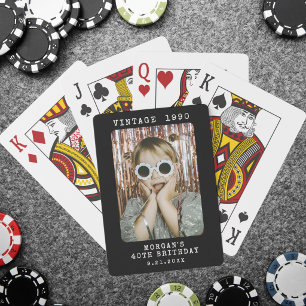 Persoonlijke Retro Vintage Foto Verjaardag Pokerkaarten