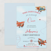 Persoonlijke Retro Vliegtuig eerste Verjaardagsfee Kaart (Voorkant / Achterkant)