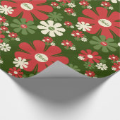 Persoonlijke Retro Xmas 60s Floral Pattern van 70s Cadeaupapier (Hoek)