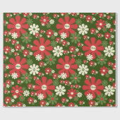 Persoonlijke Retro Xmas 60s Floral Pattern van 70s Cadeaupapier (Vlak)