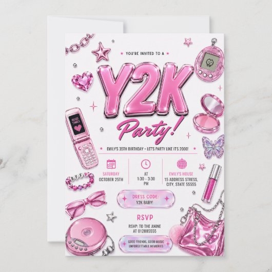 Persoonlijke Retro Y2K Verjaardag Kaart (Voorkant)