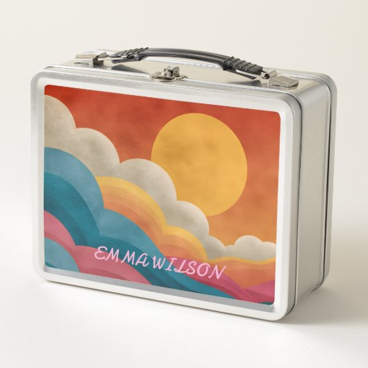 Persoonlijke Retro Zonsondergang Lunchbox | Aangep (Voorkant)