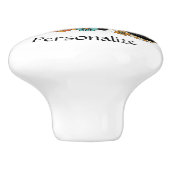 Persoonlijke Retro Zwarte Kat Bloemaccent Keramische Knop (Zijkant)