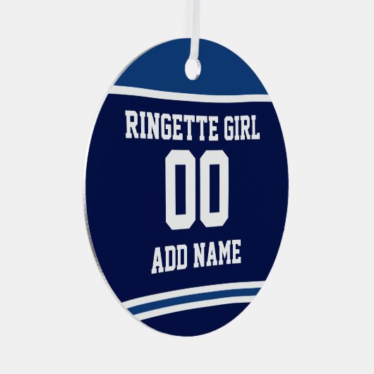 Persoonlijke Ringette Girl Sports Jersey Style Metalen Ornament (Voorkant Rechts)