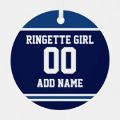 Persoonlijke Ringette Girl Sports Jersey Style Metalen Ornament (Voorkant)