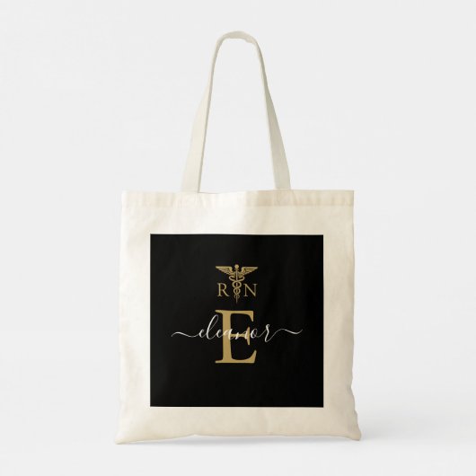 Persoonlijke RN Geregistreerde Verpleegster Gouden Tote Bag (Achterkant)
