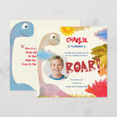 Persoonlijke ROAR Dinosaur Verjaardag Kaart (Voorkant / Achterkant)