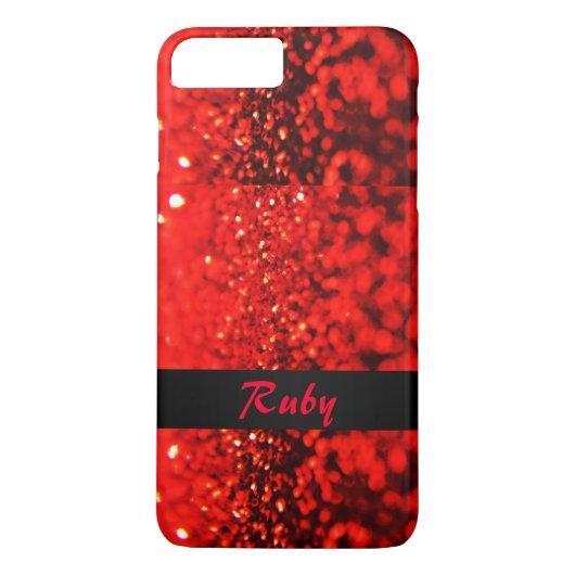 Persoonlijke Robijnrode Glitter iPhone 7 Plus Hoes (Achterkant)