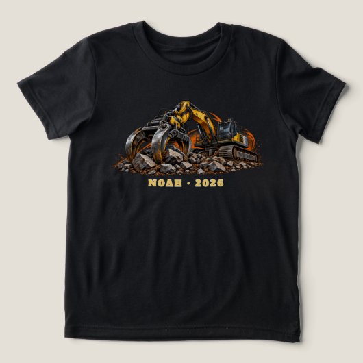 Persoonlijke Robuuste Graver Graafmachine Tri-Blend Shirt (Design voorkant)