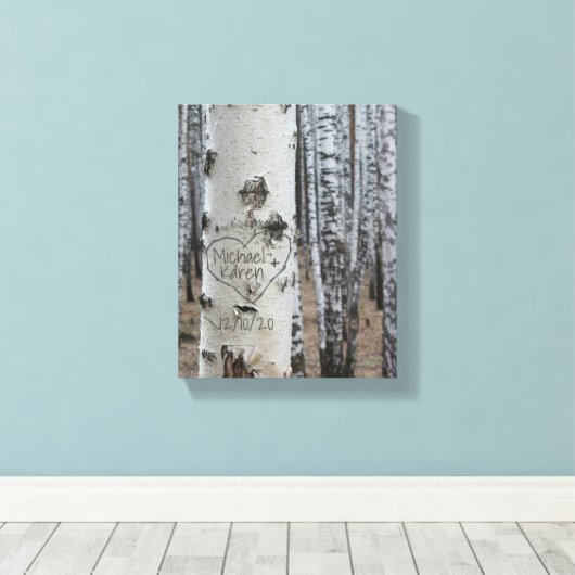 Persoonlijke Robuuste Namen in het hart van het la Canvas Afdruk (Insitu (Houten vloer))