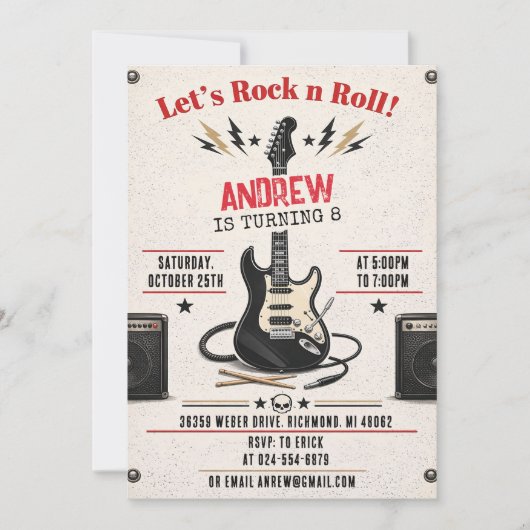 Persoonlijke Rock n Roll Ster Verjaardag Kaart (Voorkant)
