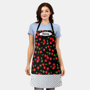 Persoonlijke Rockabilly Stippen & Rode Kersen Schort