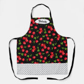 Persoonlijke Rockabilly Stippen & Rode Kersen Schort (Voorkant)