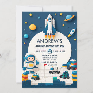 Persoonlijke Rocket Ship Outer Space Verjaardag Kaart
