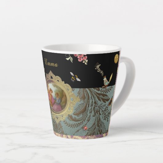 Persoonlijke Rococo Latte Mokka Beker Mok (Rechterhoek)