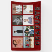 Persoonlijke Rode 8 Foto Collage Afstuderen Spandoek (Verticaal)