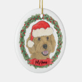 Persoonlijke rode abrikoos gouden doodle Kerstmis Keramisch Ornament (Rechts)