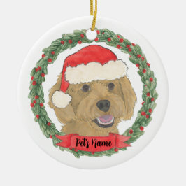 Persoonlijke rode abrikozen golden doodle Kerstmis Keramisch Ornament