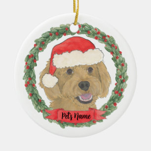 Persoonlijke rode abrikozen golden doodle Kerstmis Keramisch Ornament