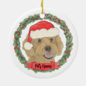 Persoonlijke rode abrikozen gouden doodle Kerstmis Keramisch Ornament (Achterkant)