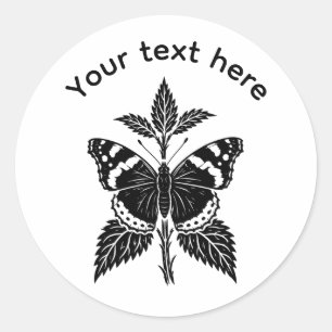 Persoonlijke Rode Admiraalvlinder Natuursticker Ronde Sticker