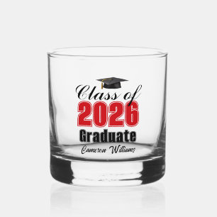 Persoonlijke Rode Afstudeerklas van 2026 Whisky Glas