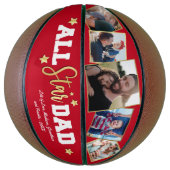 Persoonlijke rode “All-Star papa” basketbal cadeau (Verticaal)
