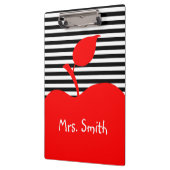 Persoonlijke rode appel zwarte en witte strepen klembord (Links)