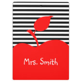 Persoonlijke rode appel zwarte en witte strepen klembord (Achterkant)