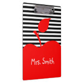 Persoonlijke rode appel zwarte en witte strepen klembord (Rechts)