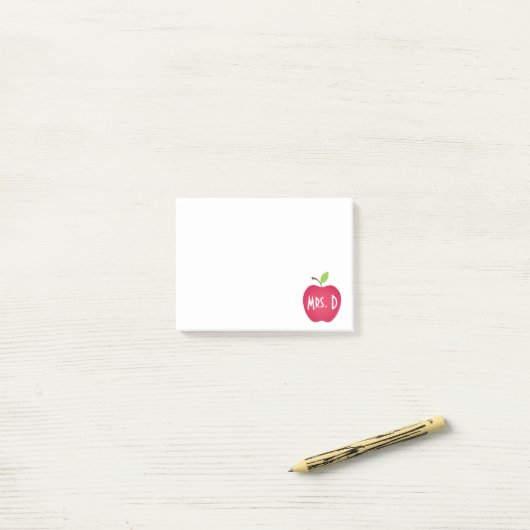 Persoonlijke Rode Apple-leraar Post-it® Notes (Op bureau)