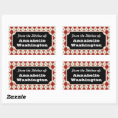 Persoonlijke rode argyle keukencadeautags stickers (Vel)