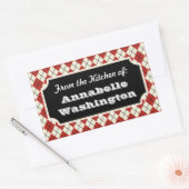 Persoonlijke rode argyle keukencadeautags stickers (Envelop)